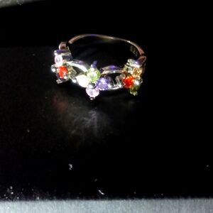 Silver Flower Simi precious stone ring